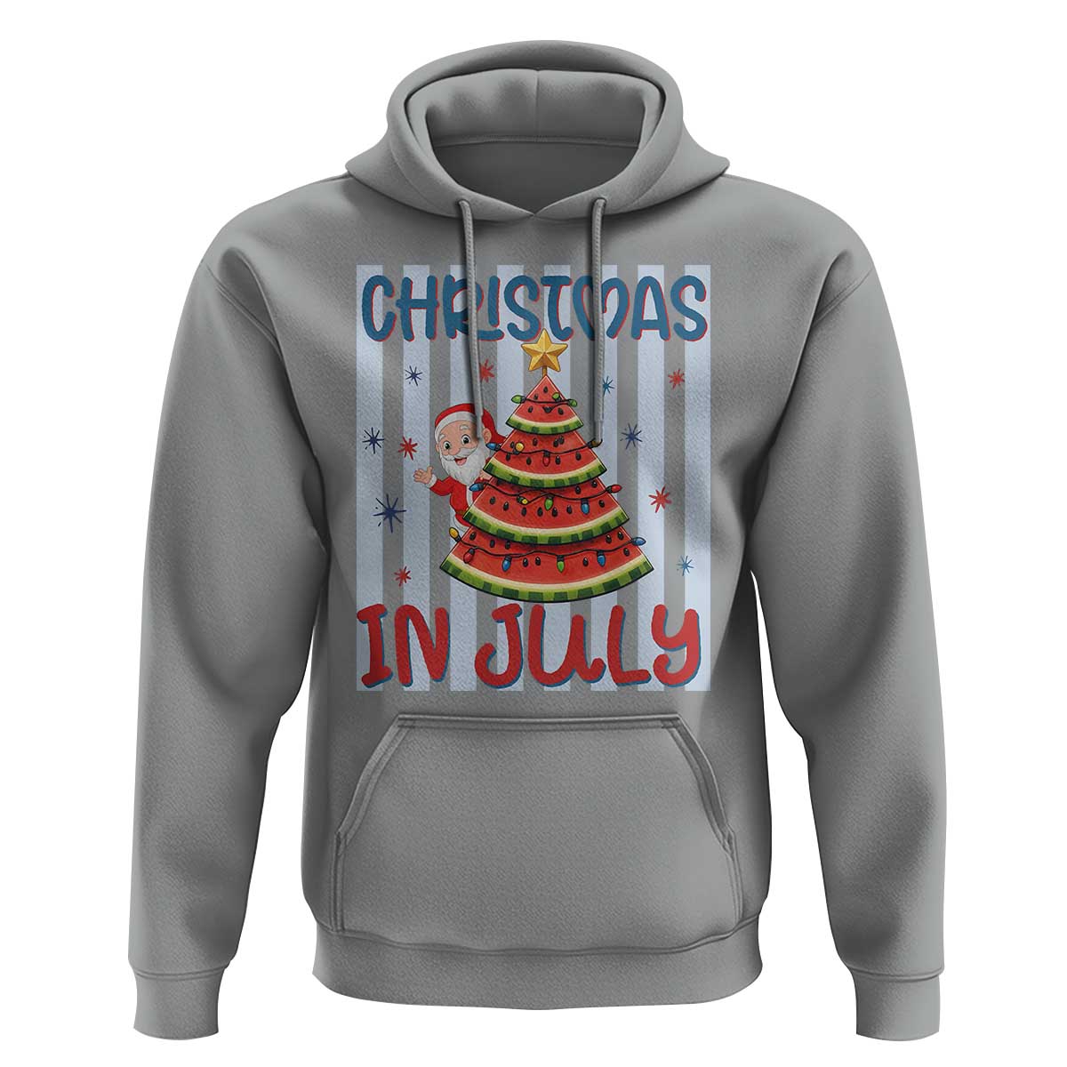 Funny Santa Christmas in July Hoodie Melon Christmas Tree Summer