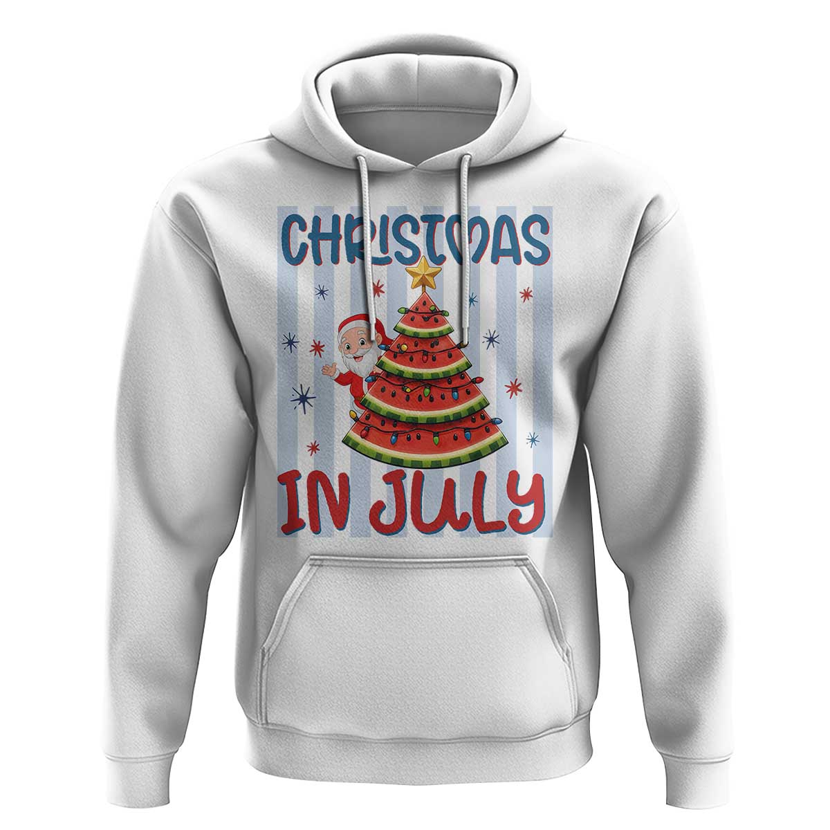 Funny Santa Christmas in July Hoodie Melon Christmas Tree Summer