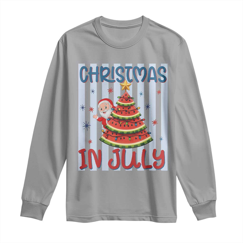 Funny Santa Christmas in July Long Sleeve Shirt Melon Christmas Tree Summer