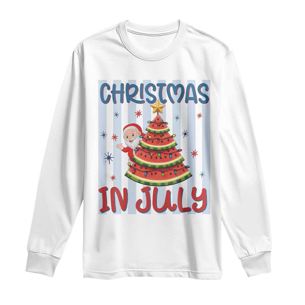 Funny Santa Christmas in July Long Sleeve Shirt Melon Christmas Tree Summer