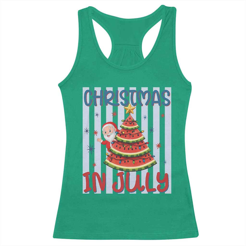 Funny Santa Christmas in July Racerback Tank Top Melon Christmas Tree Summer