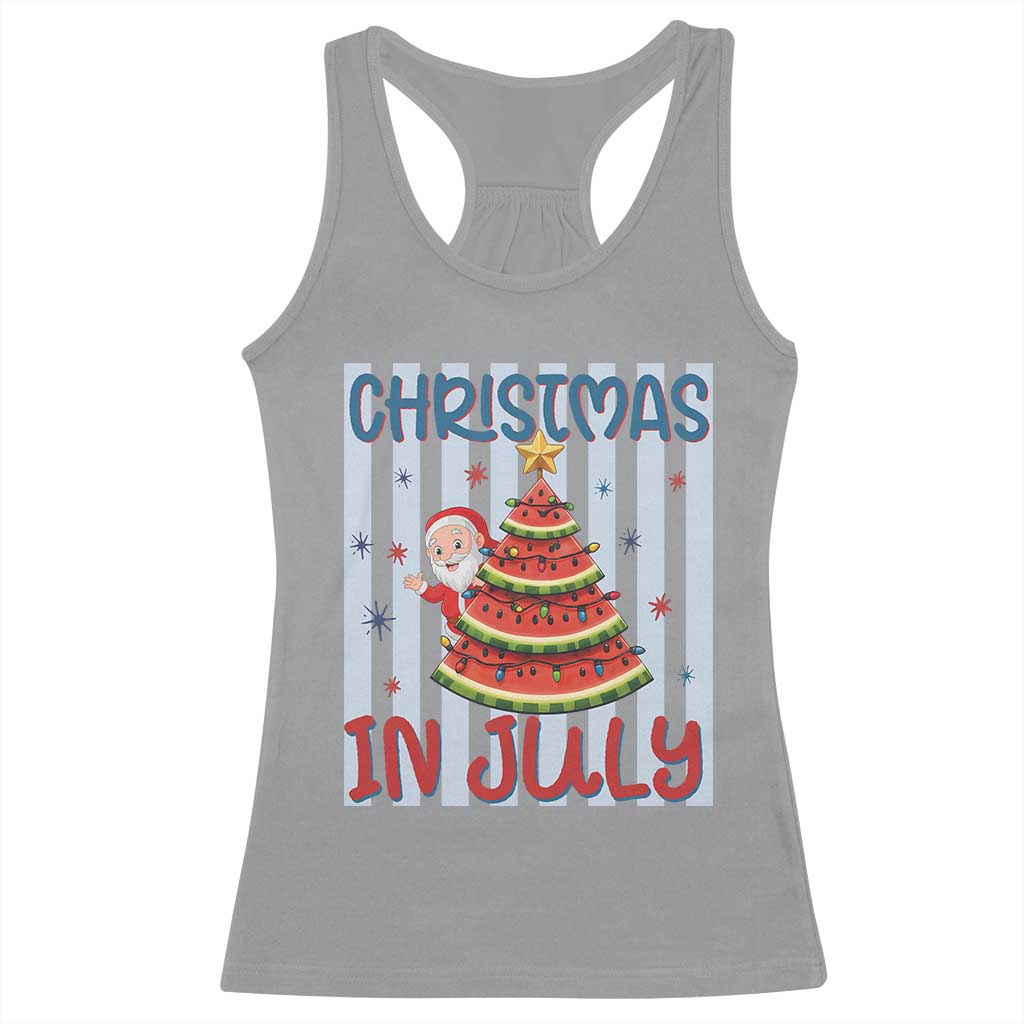 Funny Santa Christmas in July Racerback Tank Top Melon Christmas Tree Summer