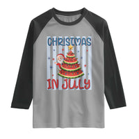 Funny Santa Christmas in July Raglan Shirt Melon Christmas Tree Summer