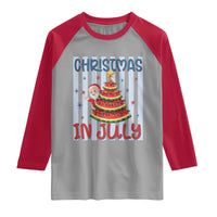 Funny Santa Christmas in July Raglan Shirt Melon Christmas Tree Summer
