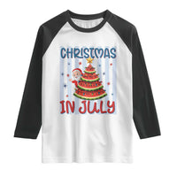 Funny Santa Christmas in July Raglan Shirt Melon Christmas Tree Summer