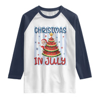 Funny Santa Christmas in July Raglan Shirt Melon Christmas Tree Summer