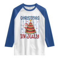 Funny Santa Christmas in July Raglan Shirt Melon Christmas Tree Summer