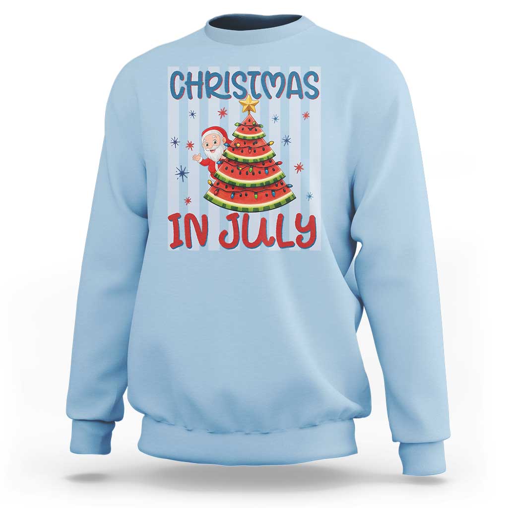 Funny Santa Christmas in July Sweatshirt Melon Christmas Tree Summer