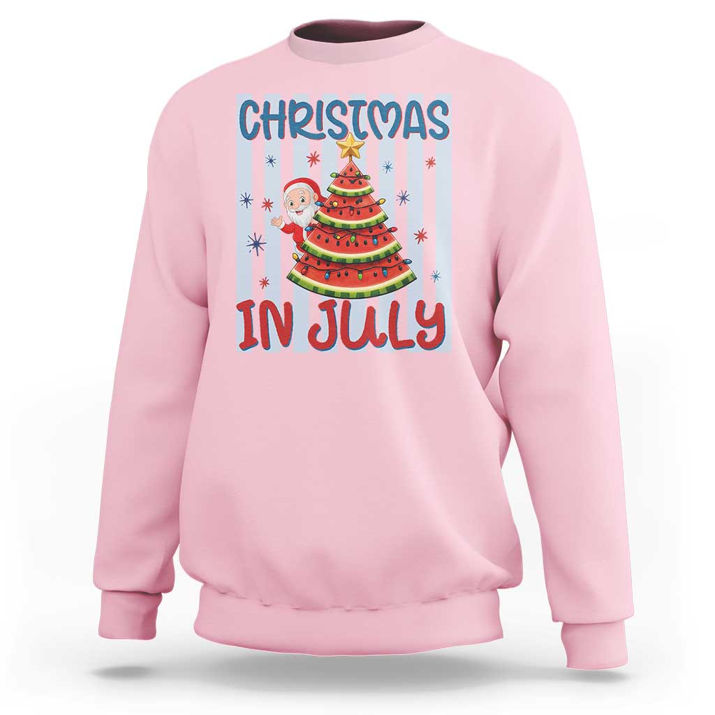 Funny Santa Christmas in July Sweatshirt Melon Christmas Tree Summer
