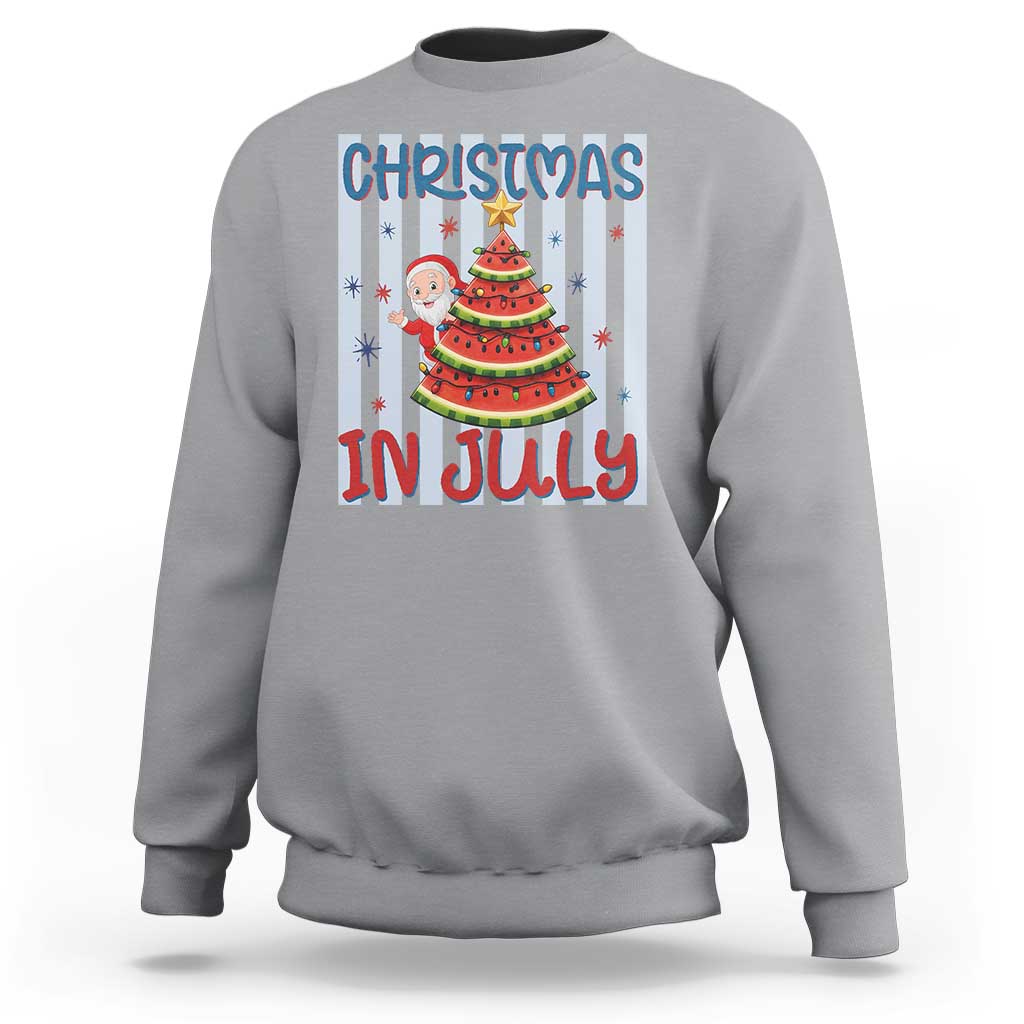 Funny Santa Christmas in July Sweatshirt Melon Christmas Tree Summer