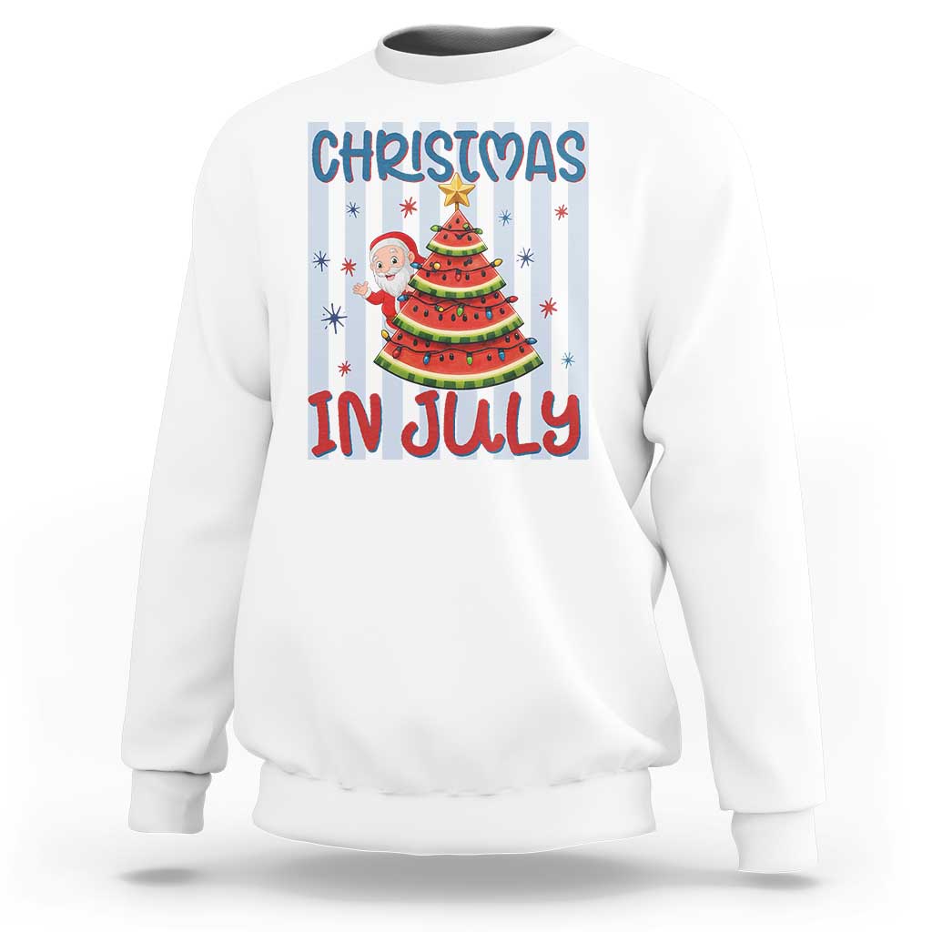 Funny Santa Christmas in July Sweatshirt Melon Christmas Tree Summer