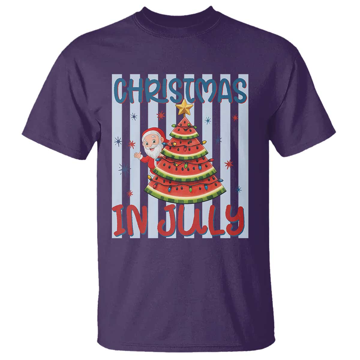 Funny Santa Christmas in July T Shirt Melon Christmas Tree Summer