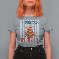 Funny Santa Christmas in July T Shirt For Women Melon Christmas Tree Summer