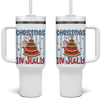 Funny Santa Christmas in July Tumbler With Handle Melon Christmas Tree Summer