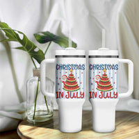Funny Santa Christmas in July Tumbler With Handle Melon Christmas Tree Summer