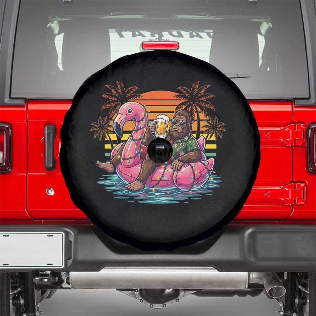 Funny Bigfoot Drinking Beer Christmas in July Spare Tire Cover