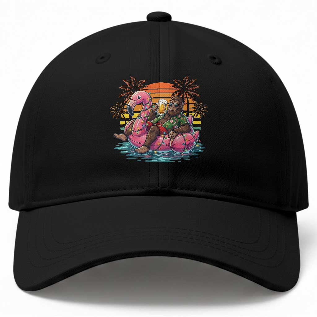 Funny Bigfoot Drinking Beer Christmas in July Baseball Cap