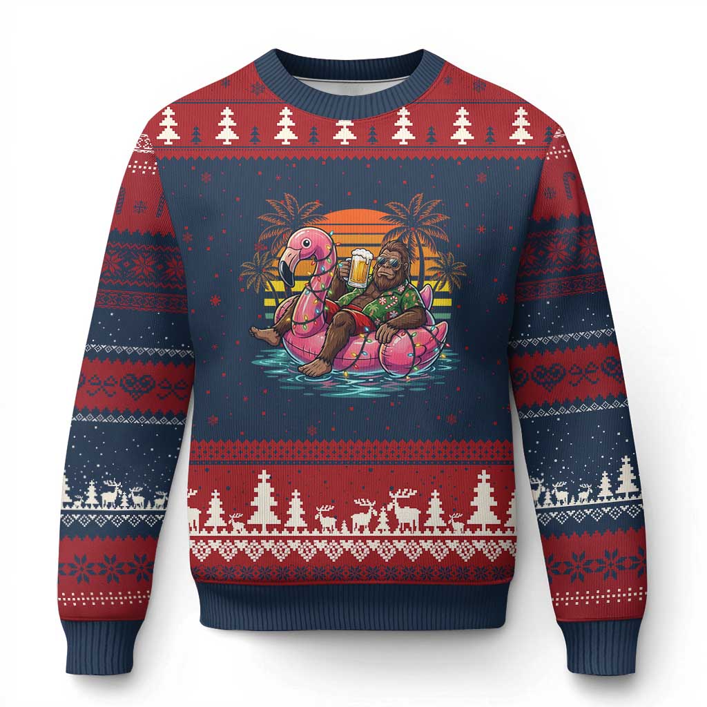 Funny Bigfoot Drinking Beer Christmas in July Ugly Christmas Sweater