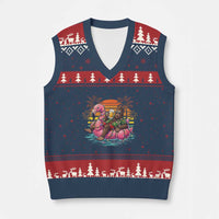 Funny Bigfoot Drinking Beer Christmas in July V-Neck Knit Sweater Vest