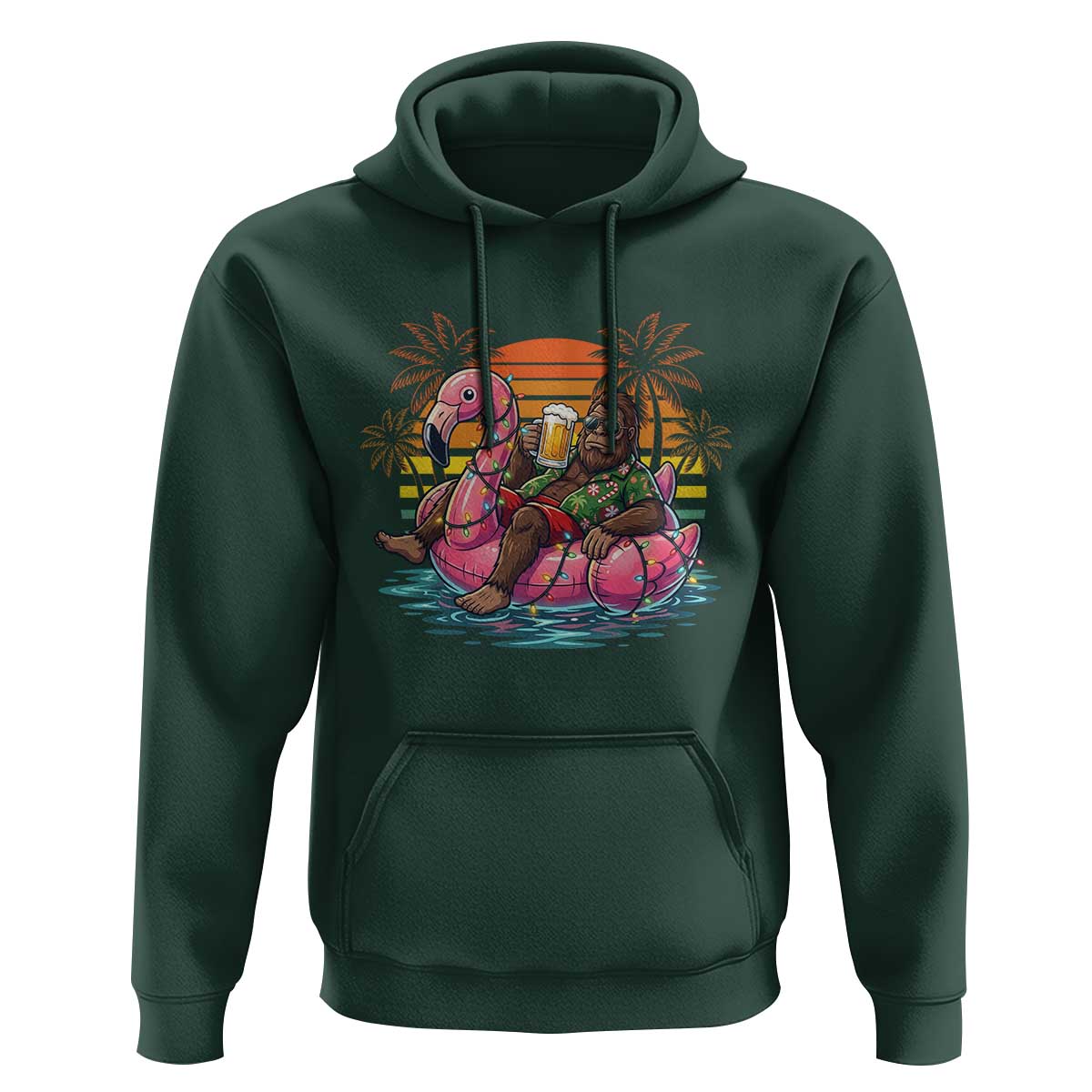 Funny Bigfoot Drinking Beer Christmas in July Hoodie