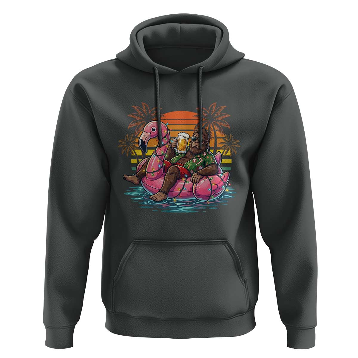 Funny Bigfoot Drinking Beer Christmas in July Hoodie