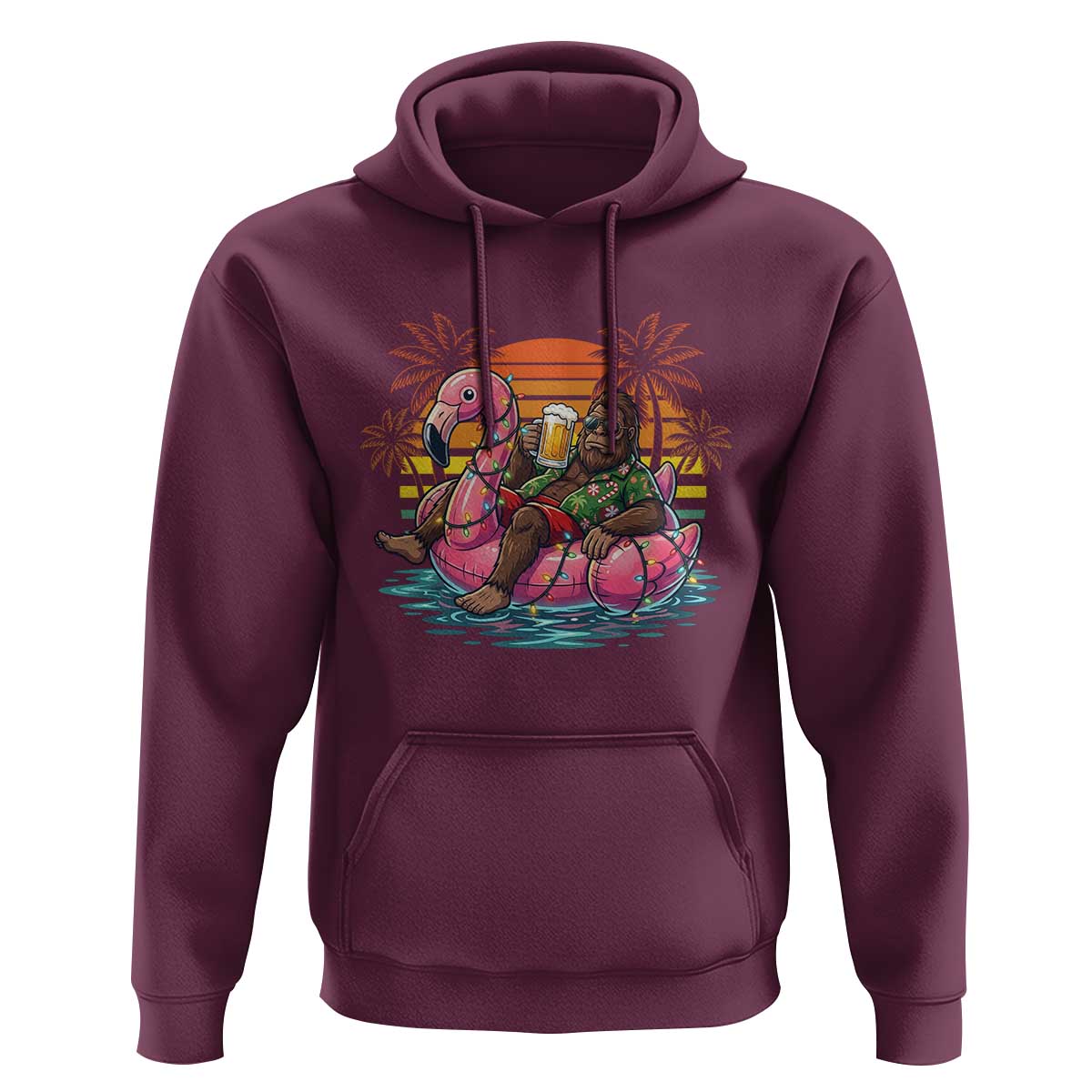 Funny Bigfoot Drinking Beer Christmas in July Hoodie