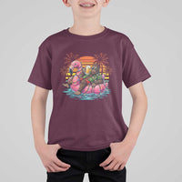 Funny Bigfoot Drinking Beer Christmas in July T Shirt For Kid