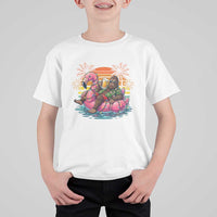 Funny Bigfoot Drinking Beer Christmas in July T Shirt For Kid