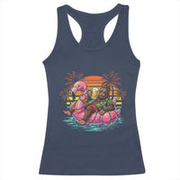 Funny Bigfoot Drinking Beer Christmas in July Racerback Tank Top