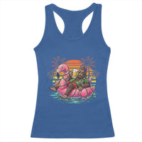 Funny Bigfoot Drinking Beer Christmas in July Racerback Tank Top