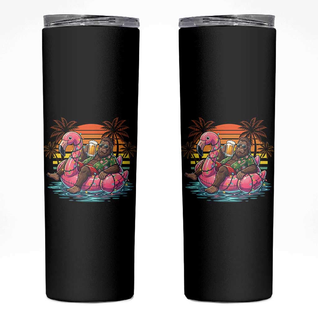 Funny Bigfoot Drinking Beer Christmas in July Skinny Tumbler