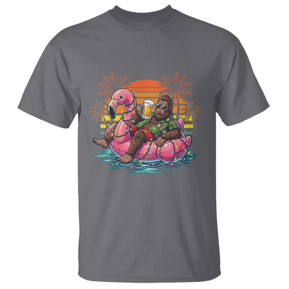 Funny Bigfoot Drinking Beer Christmas in July T Shirt