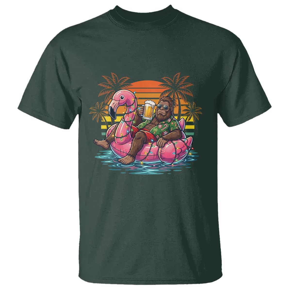 Funny Bigfoot Drinking Beer Christmas in July T Shirt