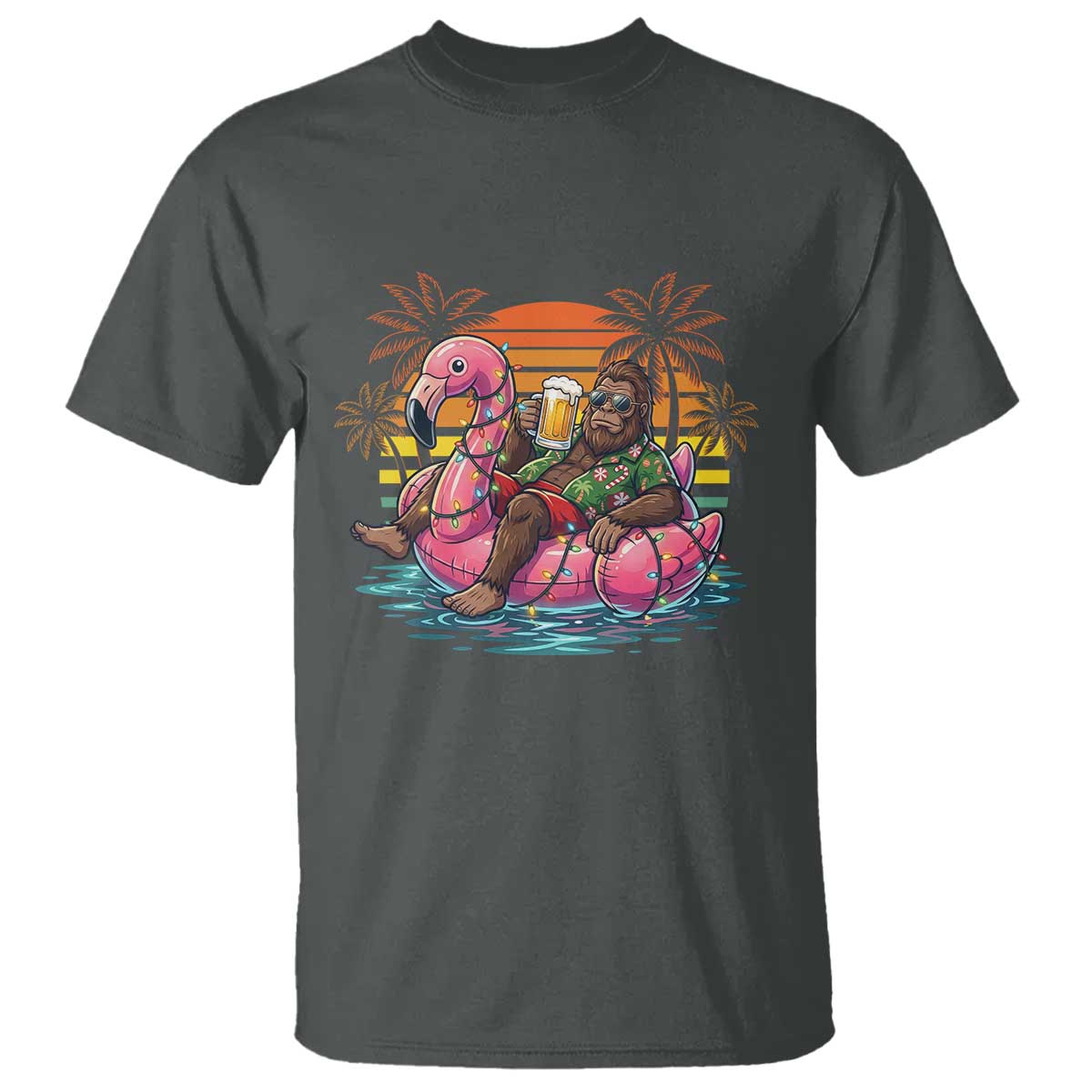 Funny Bigfoot Drinking Beer Christmas in July T Shirt