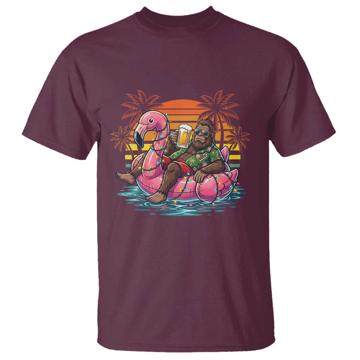 Funny Bigfoot Drinking Beer Christmas in July T Shirt