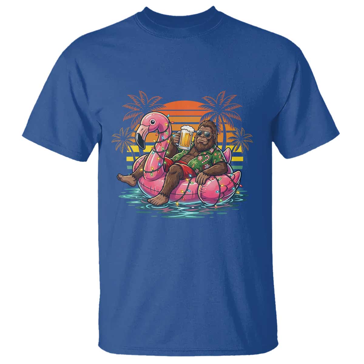 Funny Bigfoot Drinking Beer Christmas in July T Shirt