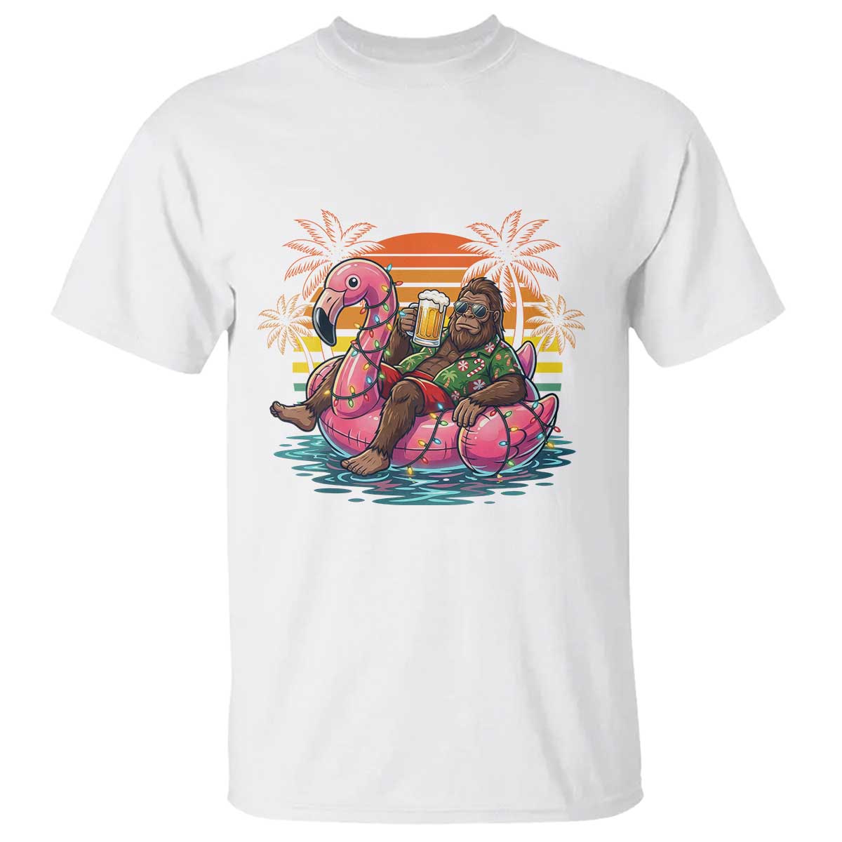 Funny Bigfoot Drinking Beer Christmas in July T Shirt