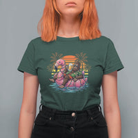 Funny Bigfoot Drinking Beer Christmas in July T Shirt For Women