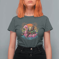 Funny Bigfoot Drinking Beer Christmas in July T Shirt For Women