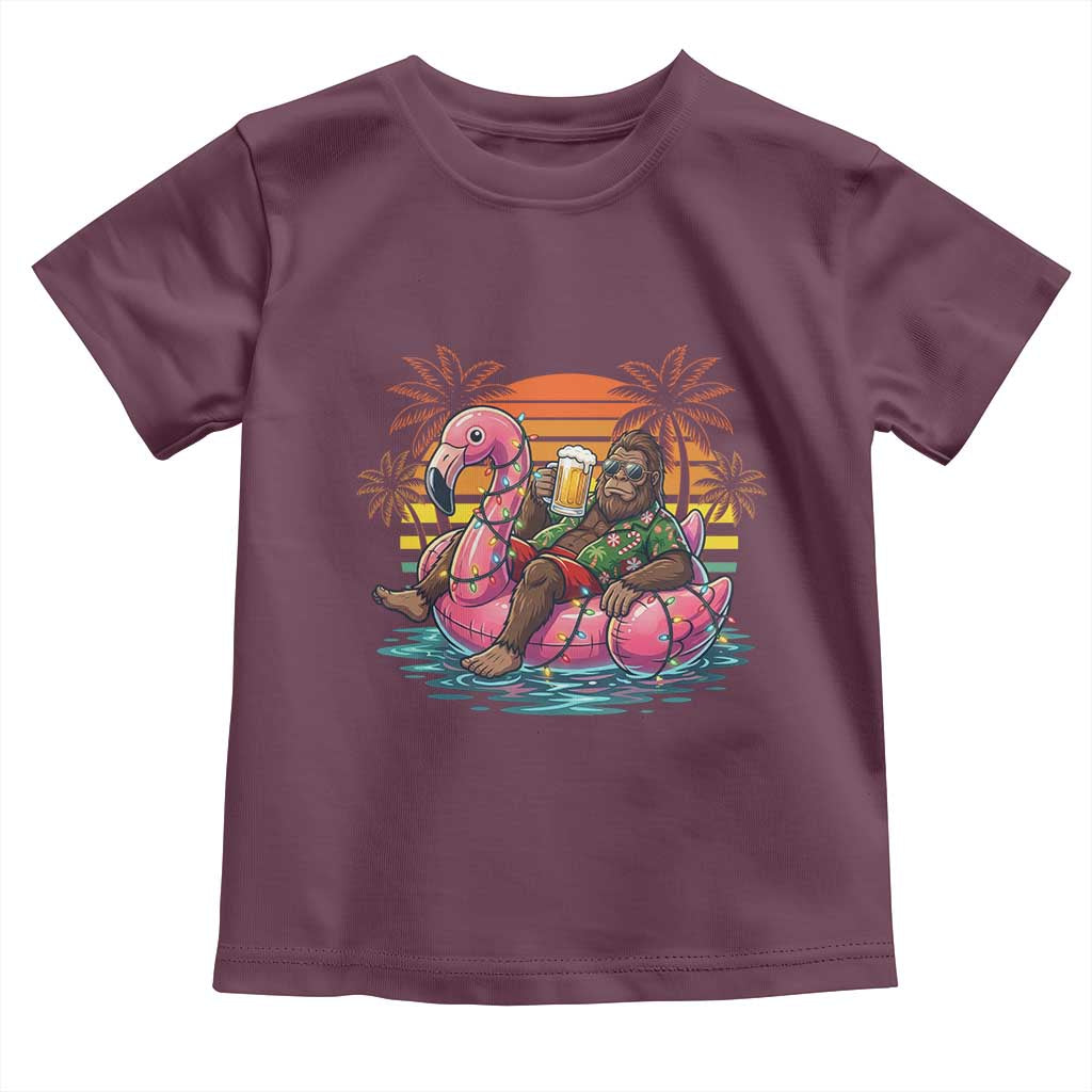 Funny Bigfoot Drinking Beer Christmas in July Toddler T Shirt