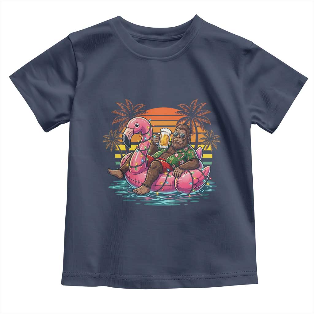 Funny Bigfoot Drinking Beer Christmas in July Toddler T Shirt