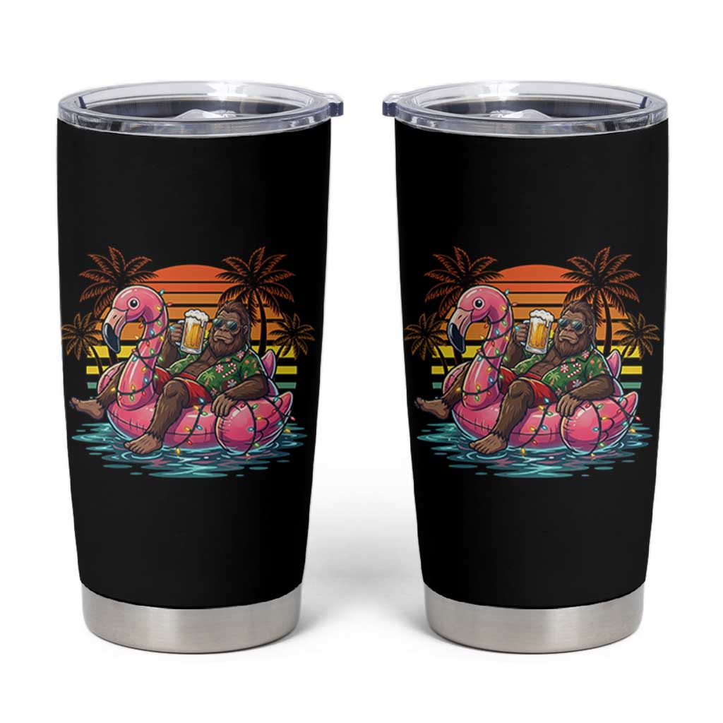 Funny Bigfoot Drinking Beer Christmas in July Tumbler Cup