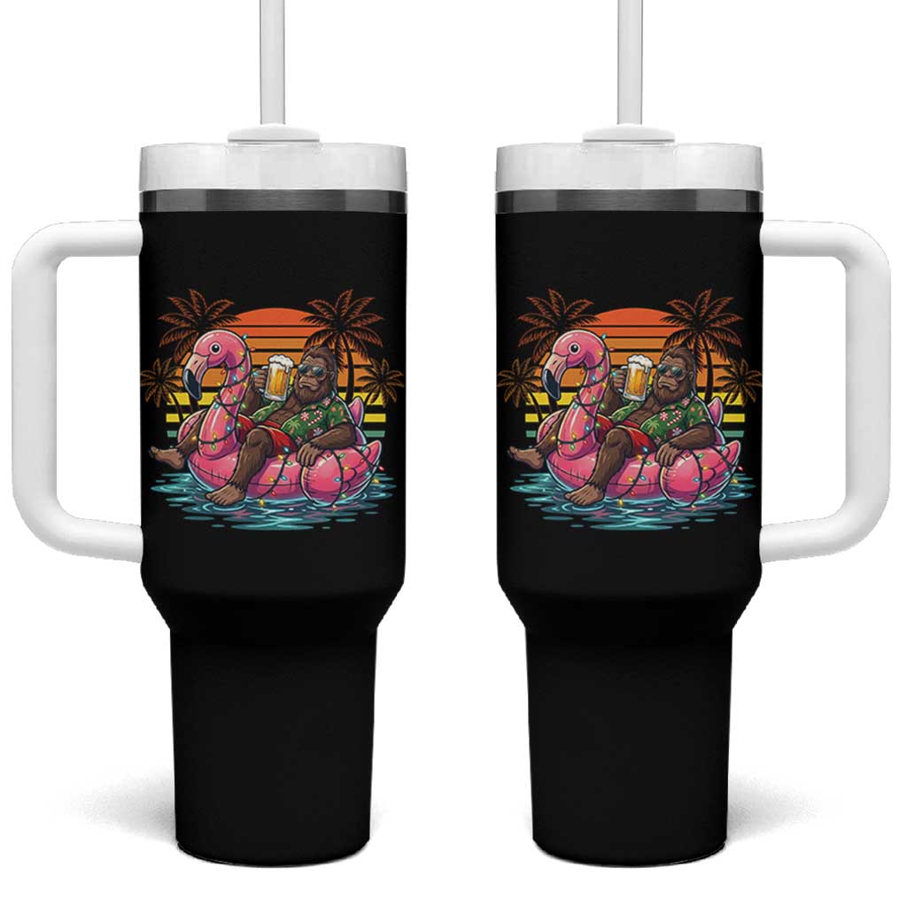 Funny Bigfoot Drinking Beer Christmas in July Tumbler With Handle