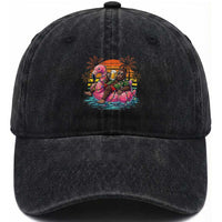 Funny Bigfoot Drinking Beer Christmas in July Washed Cotton Baseball Cap