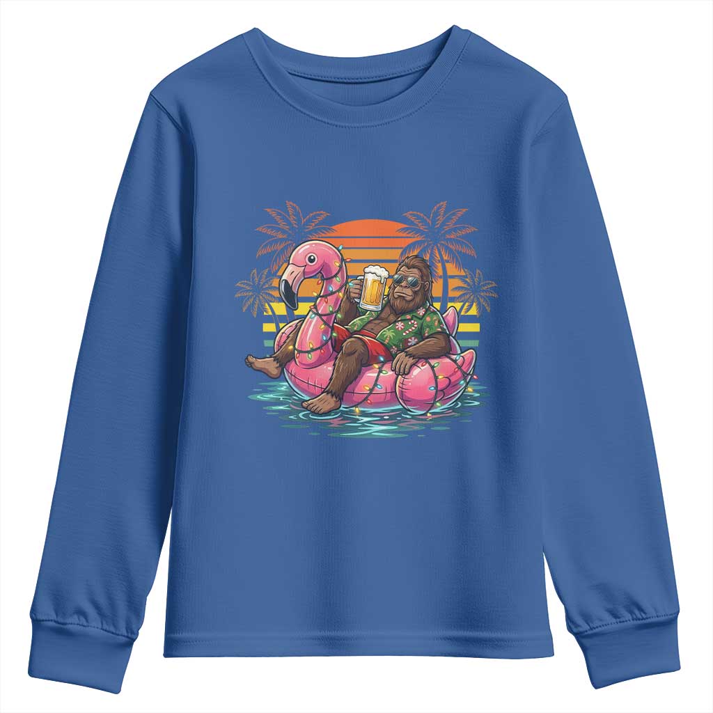 Funny Bigfoot Drinking Beer Christmas in July Youth Sweatshirt