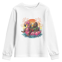 Funny Bigfoot Drinking Beer Christmas in July Youth Sweatshirt