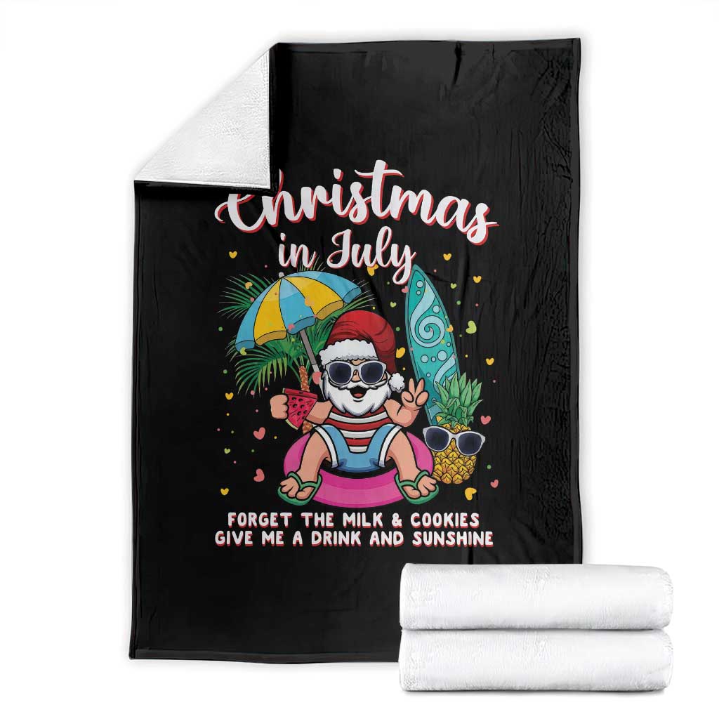 Christmas in July Santa Throw Blanket Palm Tree Beach Summer Hawaii