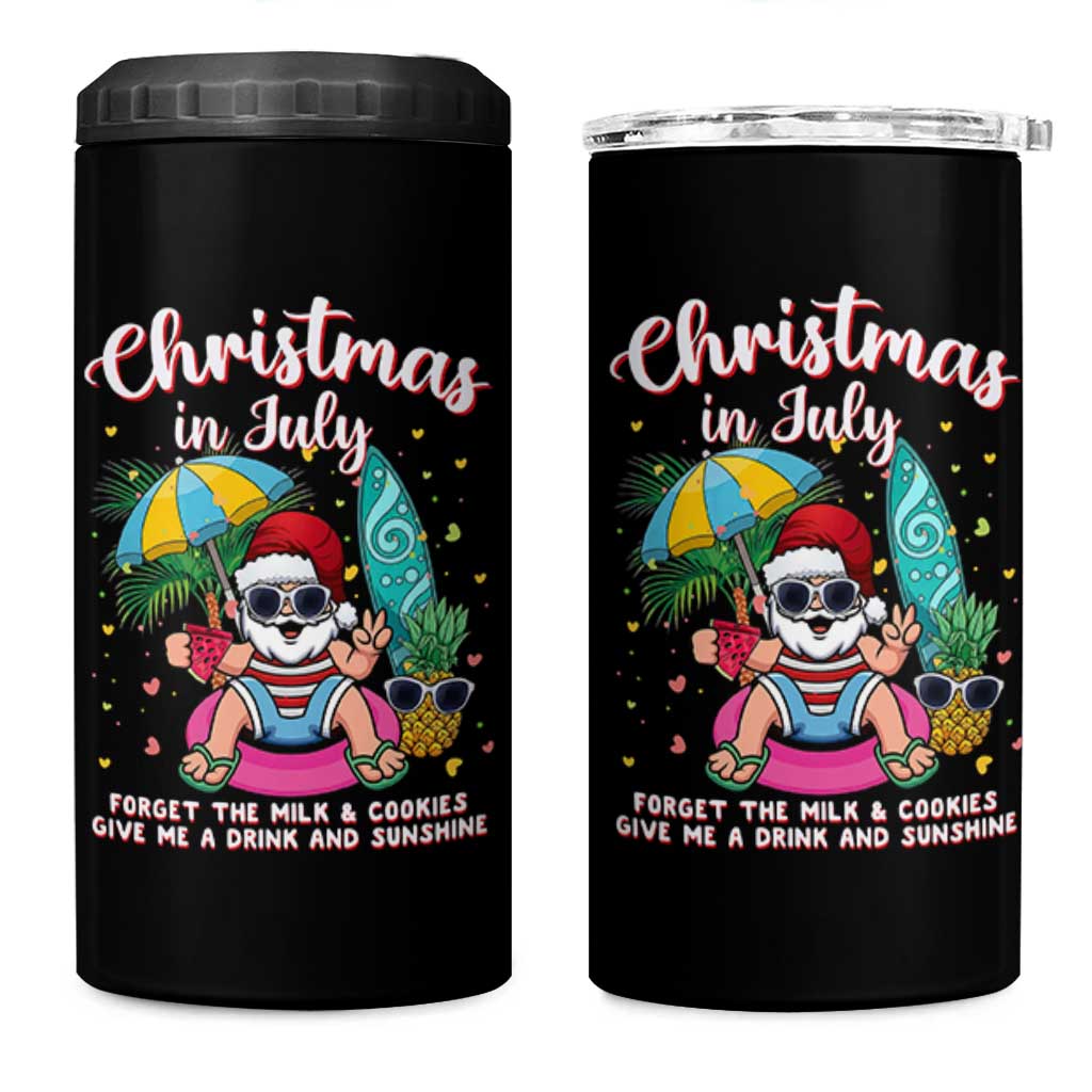 Christmas in July Santa 4 in 1 Can Cooler Tumbler Palm Tree Beach Summer Hawaii