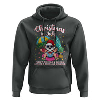 Christmas in July Santa Hoodie Palm Tree Beach Summer Hawaii