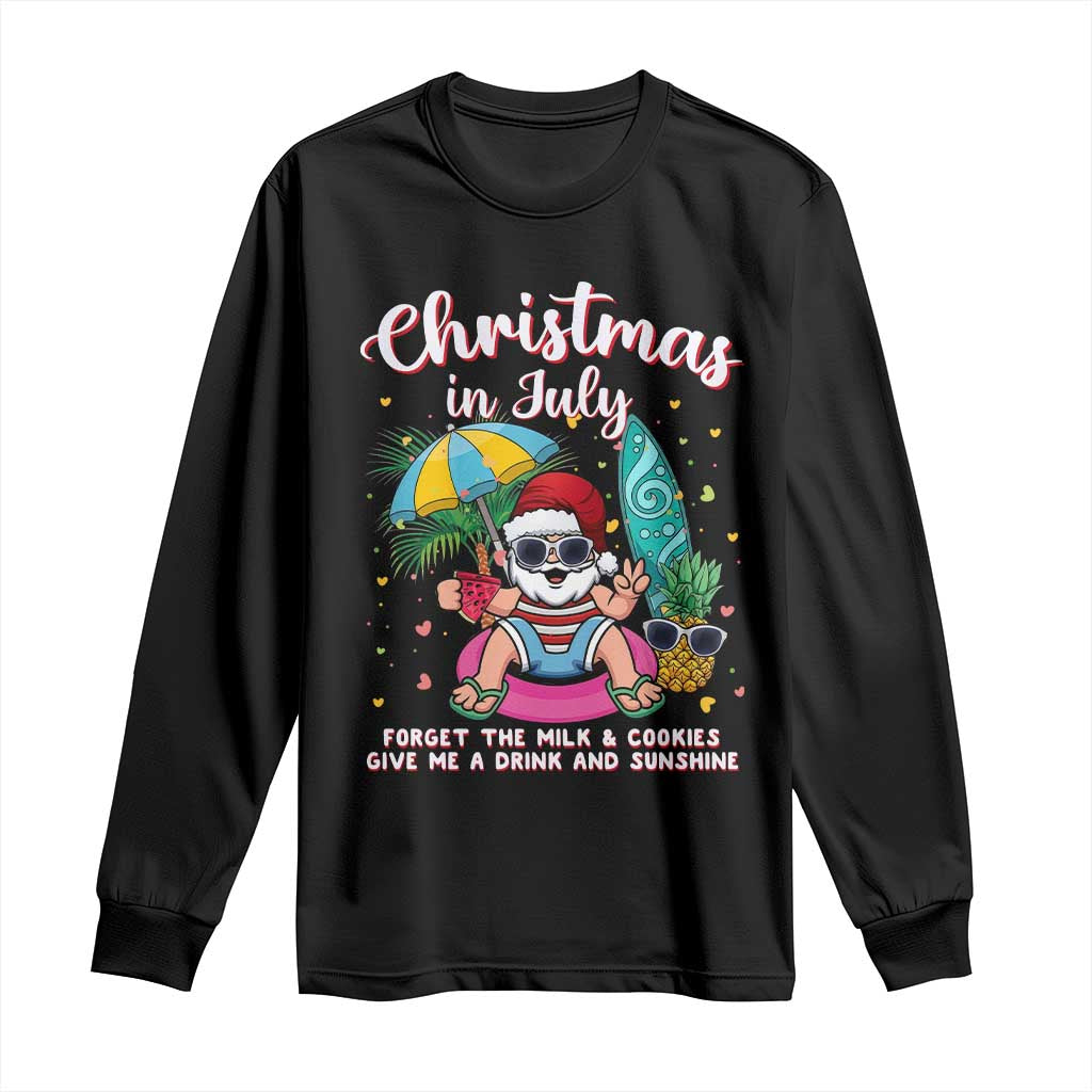 Christmas in July Santa Long Sleeve Shirt Palm Tree Beach Summer Hawaii